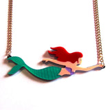 Stunning Statement Siren Colourful Acrylic Mermaid Necklace — Green