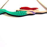 Stunning Statement Siren Colourful Acrylic Mermaid Necklace — Green
