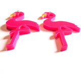 Statement Hot Pink Flamingo Drop Earrings