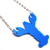 Quirky Colourful Blue Lobster Laser Cut Acrylic Necklace