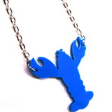 Quirky Colourful Blue Lobster Laser Cut Acrylic Necklace