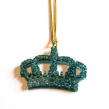 Gorgeous Green Glitter Crown Acrylic Pendant Necklace