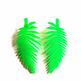 Statement Tropical Green Leaf Acrylic Stud Earrings