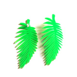 Statement Tropical Green Leaf Acrylic Stud Earrings