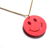 Kitsch 'N' Cute Pink Smiley Face Acrylic Pendant Necklace