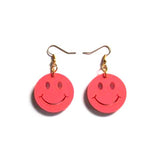 Kitsch 'N' Cute Pink Smiley Face Acrylic Drop Earrings