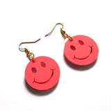 Kitsch 'N' Cute Pink Smiley Face Acrylic Drop Earrings