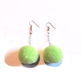 Pop Colour Pretty Pom Pom Drop Earrings – Green