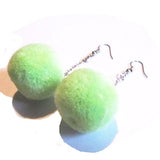 Pop Colour Pretty Pom Pom Drop Earrings – Green