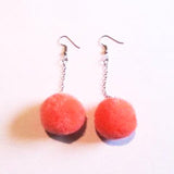 Pop Colour Pretty Pom Pom Drop Earrings – Salmon Pink