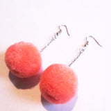 Pop Colour Pretty Pom Pom Drop Earrings – Salmon Pink