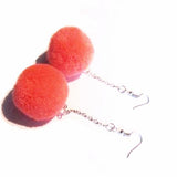 Pop Colour Pretty Pom Pom Drop Earrings – Salmon Pink