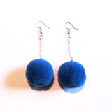 Pop Colour Pretty Pom Pom Drop Earrings – Blue