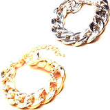 Chunky Chain Plastic Curb Bracelet - Gold and Silver