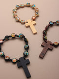 Wooden All Saints Cross Bracelet - different colours