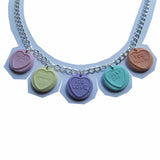 Sweet Faux Love Hearts Multicolour Pastel Clay Charm Necklace