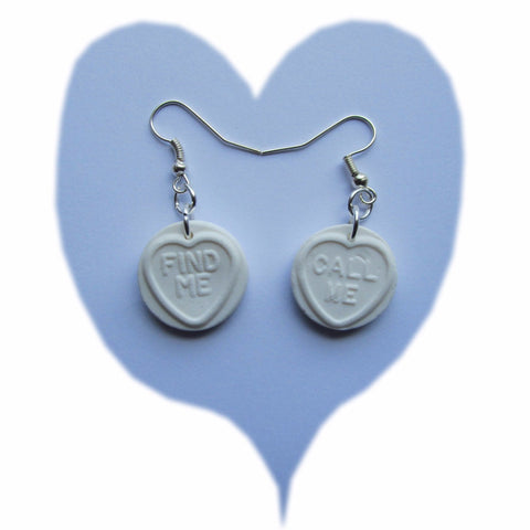 Sweet Faux Love Hearts White Clay Charm Earrings