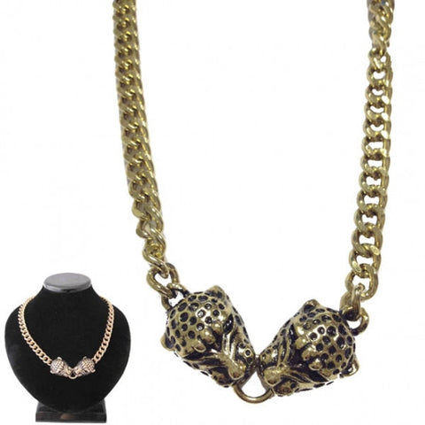 Golden Leopard Heads Chunky Chain Necklace