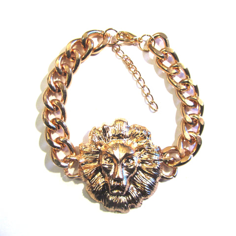 Iconic Gold Tone Celebrity Style Lion Head Bracelet