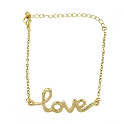 Gold Tone Love Chain Bracelet