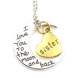I Love You to the Moon and Back Sister Necklace