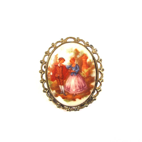 Vintage Effect Pretty Scene Large Brooch