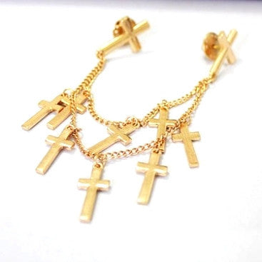 Multi Cross Gold Collar Brooch / Pin
