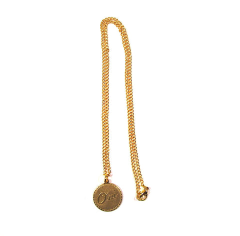 Oui / Yes Brass Charm on Gold Plated Chain Pendant