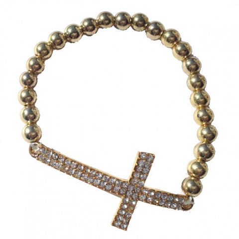 Crystal Studded Cross Ball Bracelet