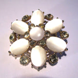 Silver and White Pearlised Flower Effect Large Brooch