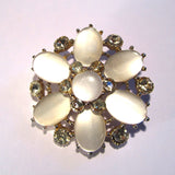 Silver and White Pearlised Flower Effect Large Brooch