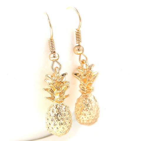 Dainty Gold Tone 3D Whole Pineapple Fashion Earrings