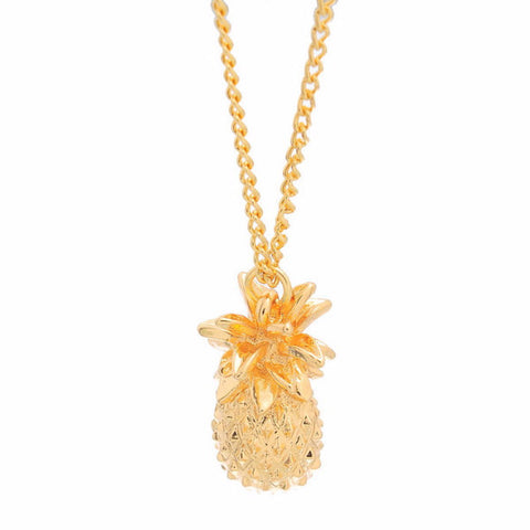 Delicate Golden 3D Whole Pineapple Fashion Pendant Necklace