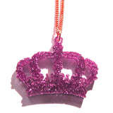 Gorgeous Pink Glitter Crown Acrylic Necklace