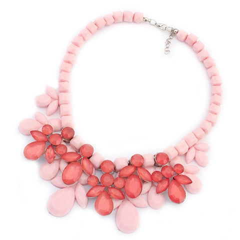 Fabulous Plastic Acrylic Bead and Gems Colourful Necklace (PINK)