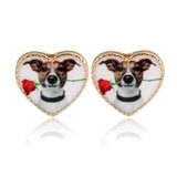 Adorable Ditsy Puppy Dog Heart Stud Earrings