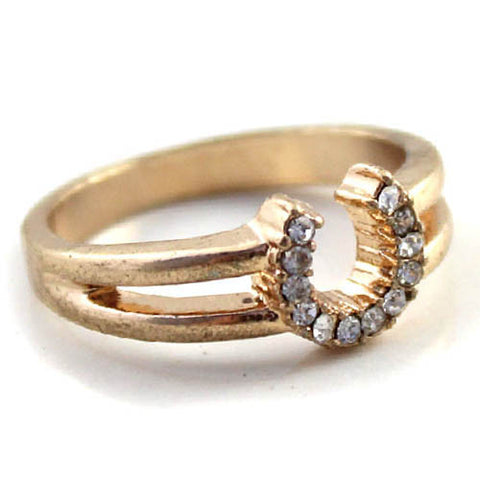 Golden Diamante Horse Shoe Ring