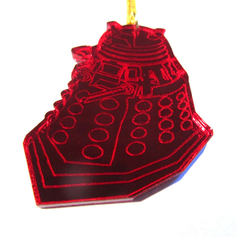 Large Red Mirror Doctor Who Style Dalek Pendant Necklace