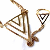 Bright Gold Triangular Chevron Style Hand Harness Bracelet