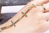 Silver Crosses Hand Harness Ring Bracelet