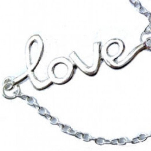 Silver Tone Love Chain Bracelet