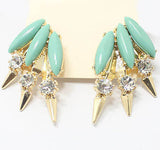 Spiky Gemstone Crystal Set Stud Earrings