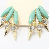 Spiky Gemstone Crystal Set Stud Earrings