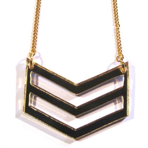 Gold Mirror Acrylic Chevron Necklace