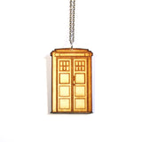 Wooden TARDIS Laser-cut Engraved Necklace