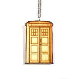 Wooden TARDIS Laser-cut Engraved Necklace