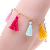 Blue & Golden Orange Colour Summer Fun Funky Tassel Anklet