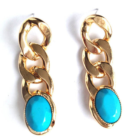 Turquoise Golden Chain Earrings