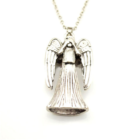 Doctor Who Weeping Angel Inspired Silver Double-Sided Pendant