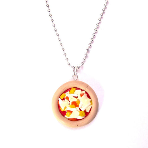 Kitsch Four Cheese Pizza Clay Pendant Necklace